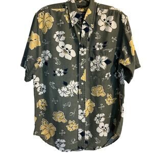 Nautica Men’s M Linen Blend Hawaiian and Golf print Short Sleeve Button-up Shirt